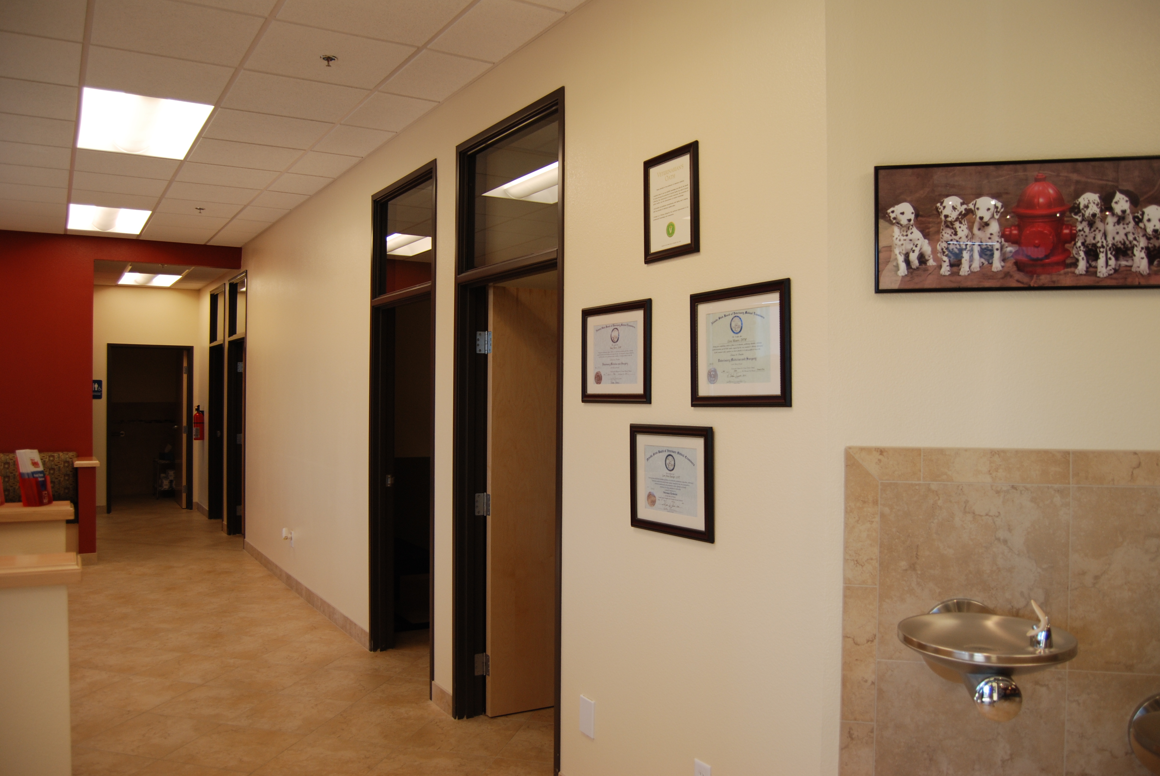 Doorways to 3 Exam Rooms and Consultation Room