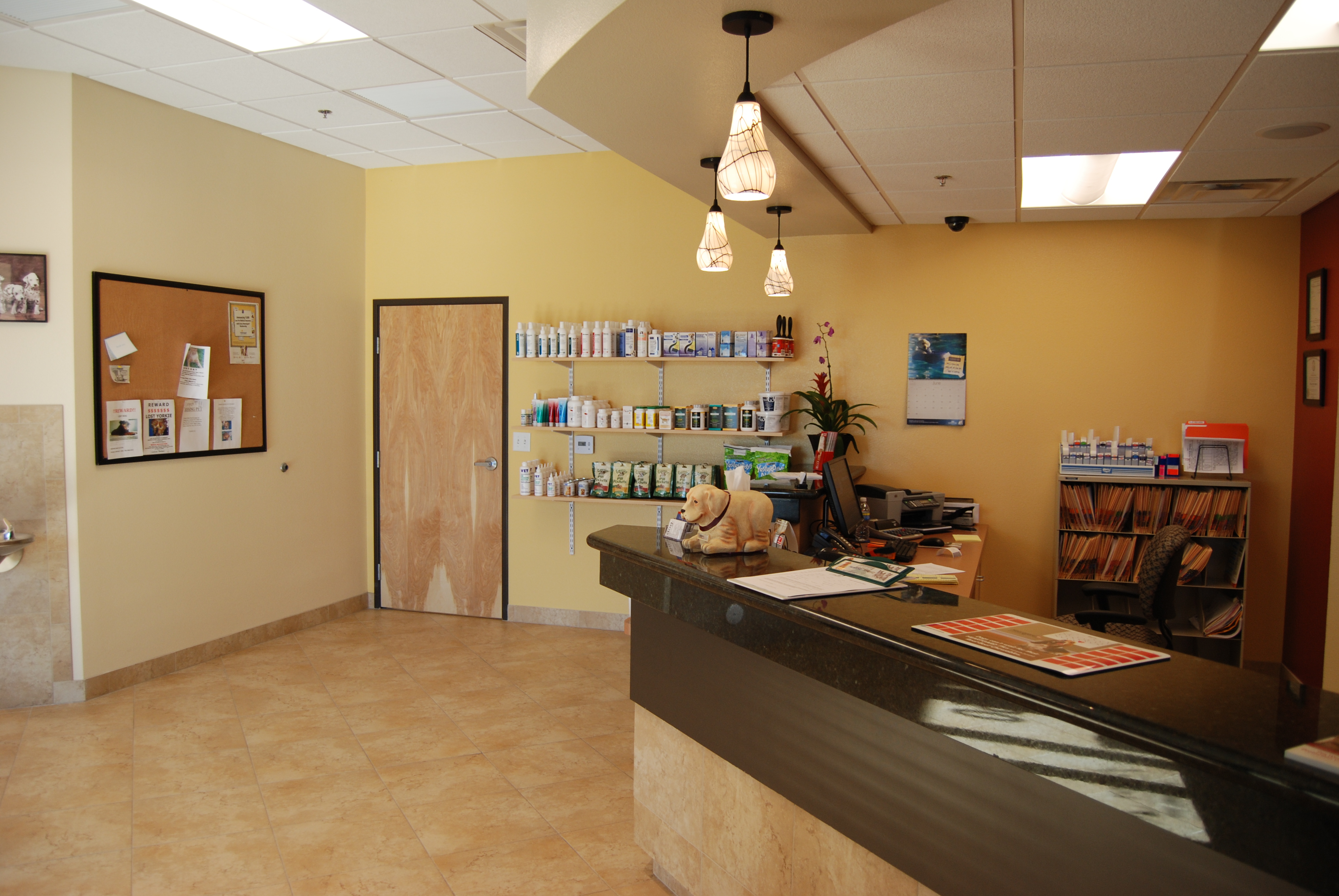 Front Desk, Information Board, and Retail Area